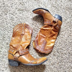 Old Gringo Hanna Gayla Yellow floral embroidered harness cowgirl boots sz 8